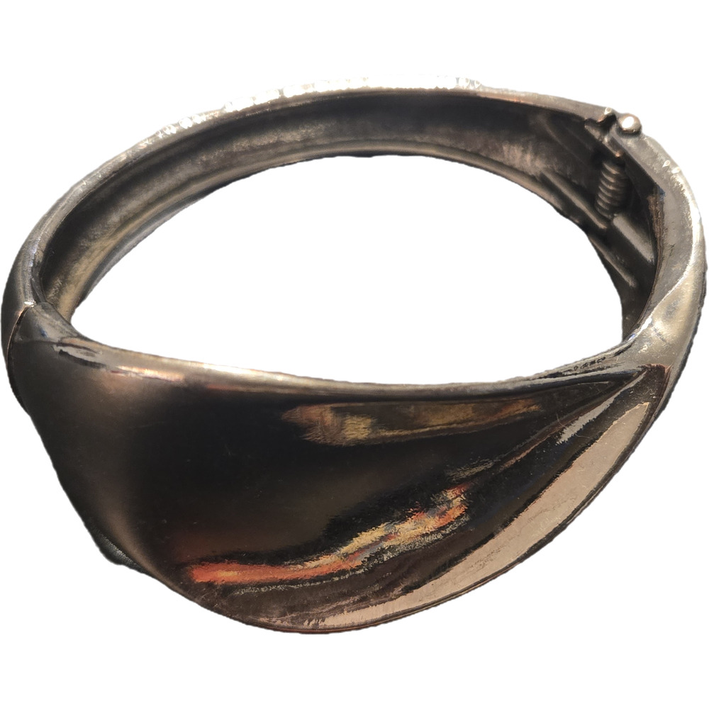 Bold Silver Wave Hinged Cuff Bracelet Statement C… - image 4